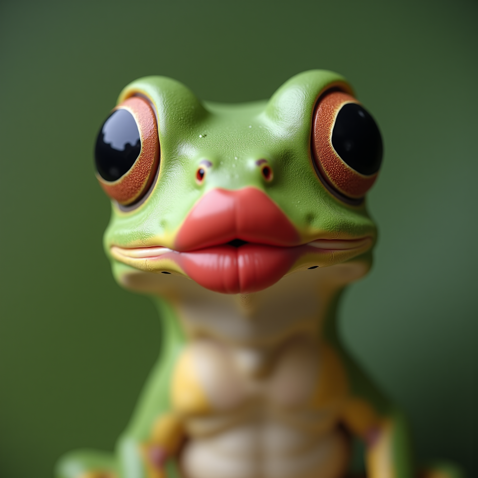 a frog with kissy lips