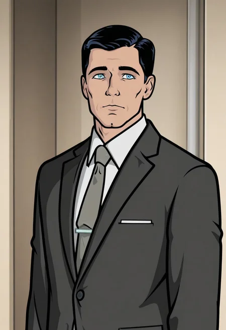 masterpiece,best quality,amazing quality, source_anime,
sterlingarche, 1boy, male focus, solo, blue eyes, black hair, shirt, white shirt, collared shirt, necktie, grey necktie, jacket, black jacket,