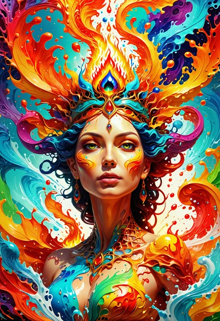 Goddess, 4K, stunning, magical, sharp focus, exquisite color, fertile, cinematic atmosphere, positive emotional,highly complex, delicate, ambient light, modified, intricate artistic color, contemporary, Jed-Splash, colourful, <lora:ColourfulStyle:0.7>