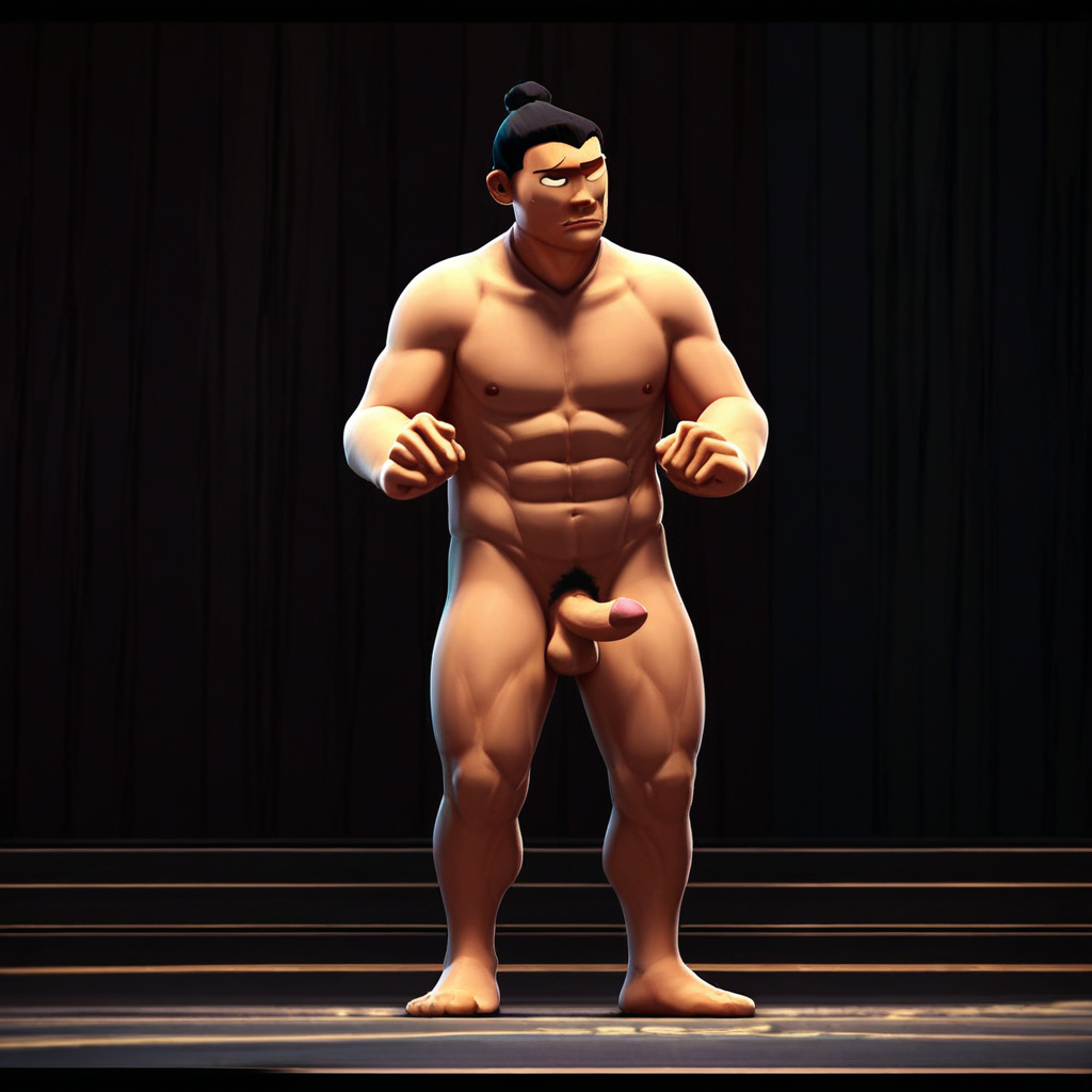 hector, 1boy, male focus, solo, black hair, , topknot, single hair bun, hair bun, pubic hair, completely nude, abs, penis, balls, standing, full body,  score_9, score_8_up, score_7_up, score_6_up <lora:vinceteaa_020_04v2-step00000400r:1> good face, good eyes,
