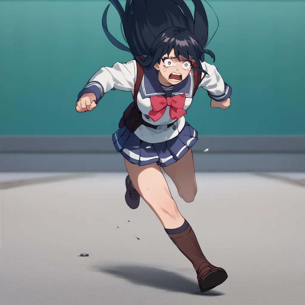score_9, score_8_up, score_7_up, score_6_up, score_5_up, score_4_up, source_anime, YuriHonjo, running, school uniform, scared