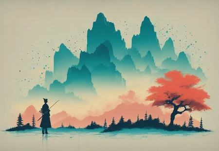 score_9, score_8_up, score_7_up, cinematic photo, dramatic lighting, ((1man, walking samurai, samurai silhouette)), [[[ponytail hairstyle]]], pink sky, big pink trees, yellow grass patch, asain style, David Hockney, Ascii art, gongbi, traditional chinese painting style, neon colors, perfect anatomy, flat color, simple background, <lora:Neon_Splash_Art_for_Pony:1>