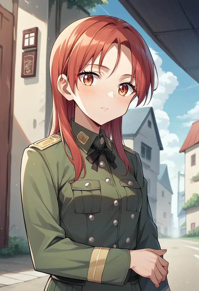 score_9, score_8_up, score_7_up, source_anime, masterpiece, 1girl, ctianminna, military uniform, looking at viewer, outdoors,<lora:Minna_strikewitches_ct:0.8>