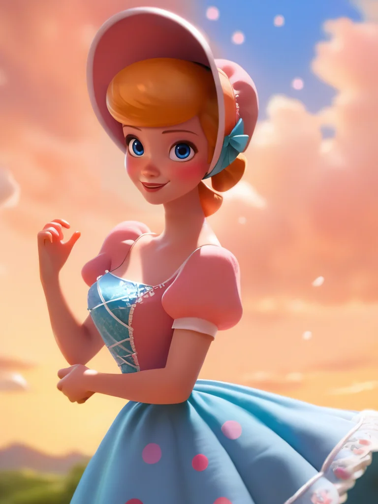 score_9, score_8_up, score_7_up, score_6_up, 1girl, dress, puffy sleeves, bonnet, big skirt, skirt whit polka dot print, short hair, looking at viewer, dynamic angle, cowboy shot, cute, cartoon, epic pose, smile, blush, wide shot, cute eyes, magic vibes, bangs, floating hair, outdoors, detailed background, cinematic, sky, clouds, big breast,
<lora:BobeepXLP_character:0.8> BobeepXLP <lora:DisneyStudios_style:0.8> DisneyStyleXLP