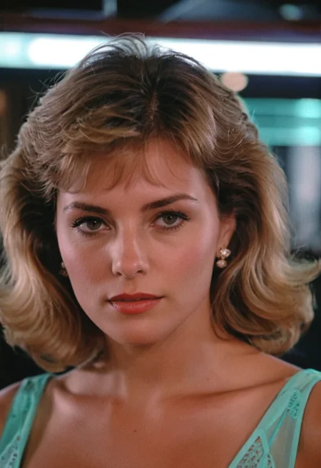 MiamiVice, woman, closeup, indoors, highly detailed, 4K, (grainy analog 35mm film photo)