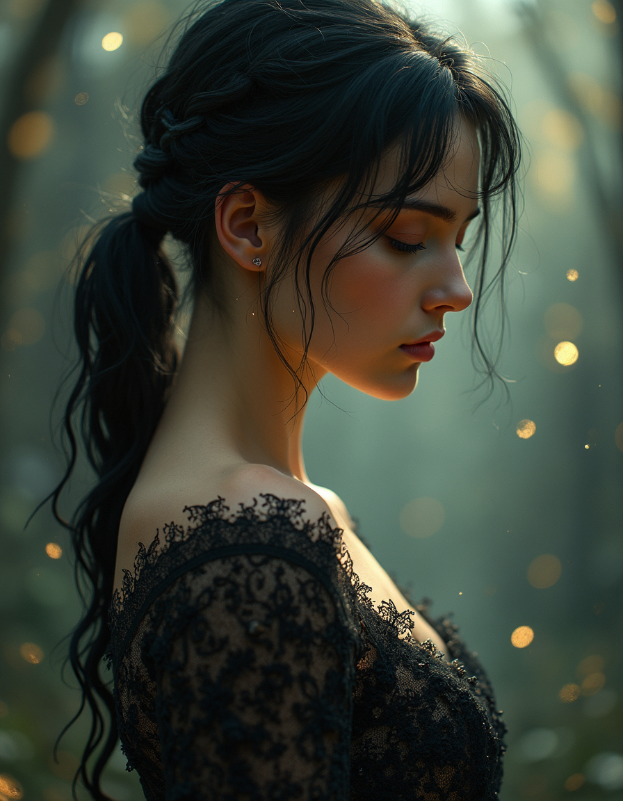 dark art by Jack Hughes and Daniel Ridgway Knight, as you read an intriguing piece of fiction, eritty Young'an engrosses with her unique physique. The skin seems to pulse and sparkle as it dance on the surface in frontof your eyeline â the soft glow she'les creating. Her matte slim hair seems out-mostly electric in that space-lit interior. She has her tiny eyes fixe on an otherbound world where reality takes root, and the clothes seem like they are not being explored by their inner sear or even human imagination hats, which spell the words out for them by its power. A series of illustrations depict the vastness of the earth around her: flashing energy, , artistic, aesthetic, fine detail, enchanted, Shojo manga, feminine themes, elegant linework, fashion illustration, romantic narratives, Scandinavian landscape painting, serene, atmospheric