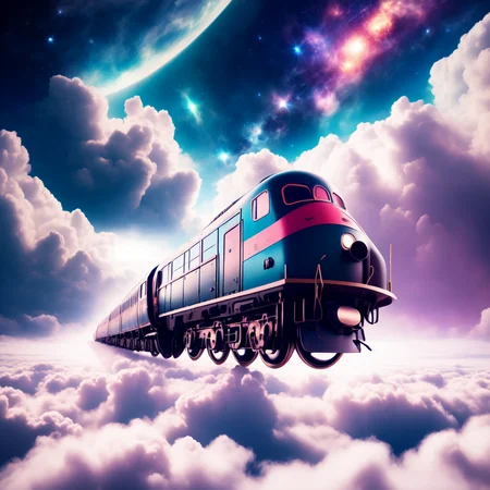 (CosmicTrain style:1) above the clouds between dimensions <lora:djzCosmicTrainV21:0.8>