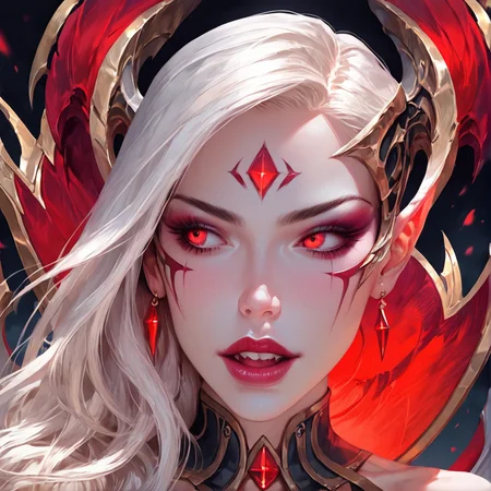 <lora:Fant5yP0ny:0.8>, score_9, score_8_up, score_7_up, score_6_up, Expressiveh, landscape, battlefield, demons in background, (((portrait))), 1girl, c_morgana, cute face,  petite, perfect eyes,  pale skin, ((detailed face)), threatening, perfect face, dramatic pose, (((looking away))), detailed background,  HD32k, absurdres, masterpiece, realistic, intricate details <lora:Expressive_H:0.8>  <lora:j331_lol_xl_05:0.8>