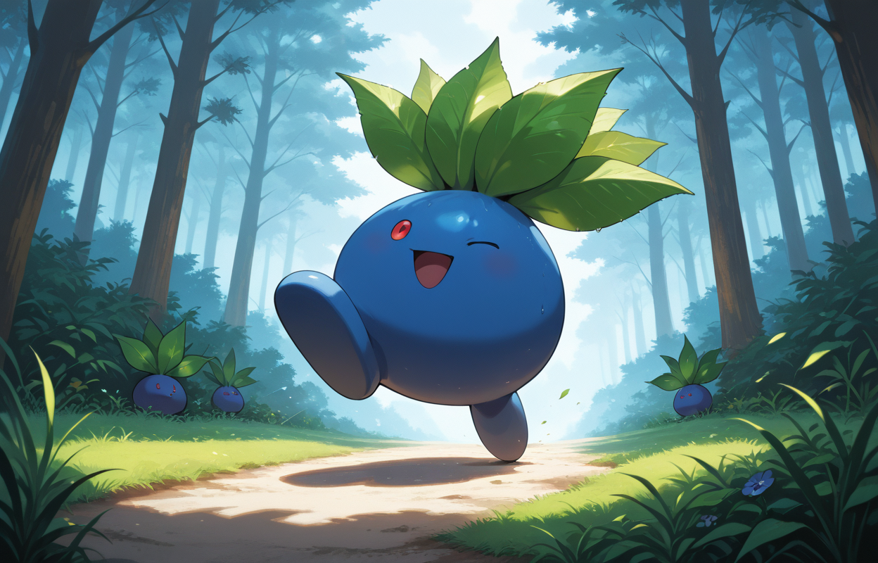 PonyScores7, source_anime,
BREAK (Face with an exaggerated wink), (magical winter forest with sparkling icicles and snowy branches), (running), looking at viewer,  <lora:OddishPokedexPDXL:0.8> zzOddish, full body, red eyes, grass, blueberry, pokemon, oddish, leaf, no humans, pokemon (creature)
BREAK <lora:xl_more_art-full_v1:0.2>, <lora:aesthetic_anime_v1s:0.2>, <lora:EpicF4nta5yXL:0.2>, <lora:detailxl:0.2> detailxl, <lora:Fant5yP0ny:0.2>, best quality, amazing quality, best aesthetic, absurdres, illustration, Volumetric_Lighting, ultra-detailed, very aesthetic, intricate details, 8k, masterpiece, best_quality 
BREAK (Ground level (from behind) view medium Close shot, focus on waist) 
BREAK <lora:Complicated fantasy portrait - XL Pony V2.0:0.4>, <lora:HDA_Detailer:0.2>,