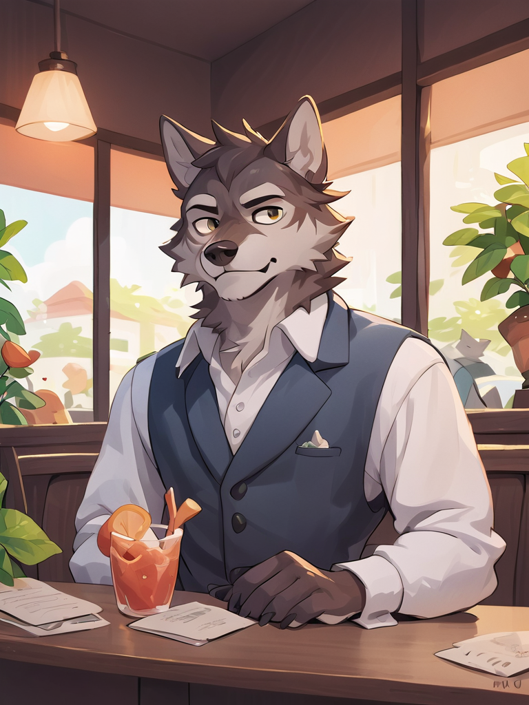 score_9, score_8_up, score_7_up, score_6_up, score_5_up, score_4_up,<lora:OtherStyle_03-000003:1>,source_furry,gentleman wolf sit at a table at a cafe,wolf,gentleman,solo focus,rating_safe,