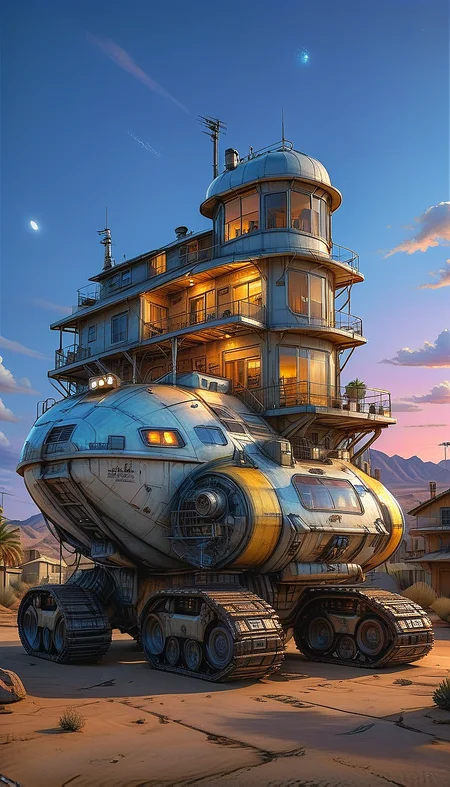 (cel-shading:2)+, (in ARTIST style:1.6), (masterpiece:1.7), night, glow neon,
hyperrealism, glossy, shinny, clear image, accurate picture, clear picture, precise image, focused image, Science fiction style, Science fiction,
(no humans, ground vehicle, sky, outdoors, motor vehicle, cloud, vehicle focus, scenery, building, Tracked Vehicle, Traction City,palm)
night, glow neon,
(masterpiece:1.8), (highest detailed:1.8), perfectly lighted, (contrast), (saturated), (((sharp focus))),
(hyperdetailed:1.3), (intricate details:1.2), (Refined details:1.3), (best quality:1.5), highly detailed textures, vibrant colors,
(ultra sharp focus:1.8), (detailed texture:1.8), (detailed edges:1.8), (thin lines:1.8), (best quality:1.8),
<lora:Apparatus_-_Traction_City_Walkers_Vehicles:1>,