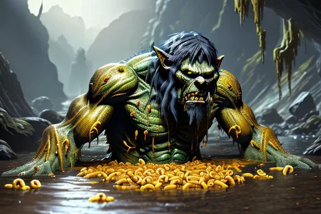 rpgtroll, macaroni, cheese, partially submerged