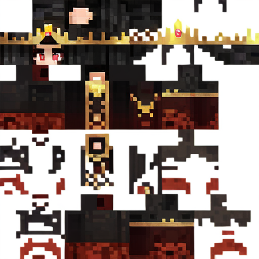 score_9, score_8_up, score_7_up, score_6_up, score_5_up, score_4_up, 4k, highest quality, very detailed, <lora:MinecraftSkin_Pony_1:1>, minecraftSkins, texture map, texture layer, female, long hair, black hair, crown, red eyes, horns