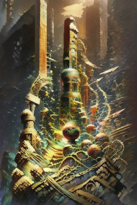 The Wizard’s Crystal Orb of Cellular Division
Concept: A wizard controls an orb that governs cellular division and growth. The orb, glowing with mystical light, symbolizes the biological process of mitosis and meiosis.
Fantasy Trope: A powerful wizard wielding an orb of immense power, connected to the science of cellular division.
Cells dividing reflected in a large crystal ball in the foreground
Background of fantasy ruins of castle and forest mountainscape
Crystal ball, transparent, orb, cell, nanotube, microbe, glowing, electron microscope photo, thin, glasswork, colorful, strange, interesting shape, glass, crystals, filaments, detailed, opaque, transparent, light pass through shell, ice, nuclear, polyp, division, split, cleave, divide, biology, illustration, painting, oil painting, frazetta, easley, gorgeous, highly detailed, high resolution, matte painting, masterpiece, vintage fantasy art, super detail, d&d, fantasy, vintage, 70s, 80s, layered cellular surface