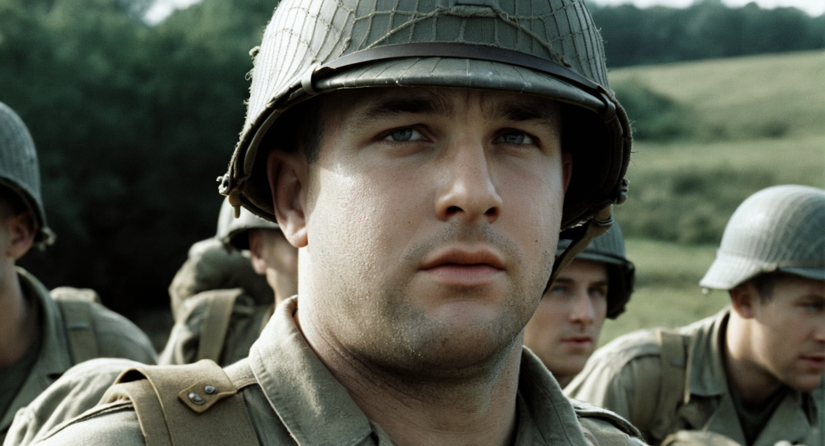 professional 3d model of <lora:cinematic ww2 style:1>
saving private Ryan style
closeup an epic ww2 photo of a us allied soldier in a helmet looks off to the side cinematic ww2 style
professional 3d model of (Cinematic Film stock footage style) in (Arri Alexa style) (KODAK "135-36 T-MAX 400" 35MM FILM), Polarizing Filters, low contrast color, sharp image high quality, (low key light), octane render, highly detailed, volumetric, dramatic lighting