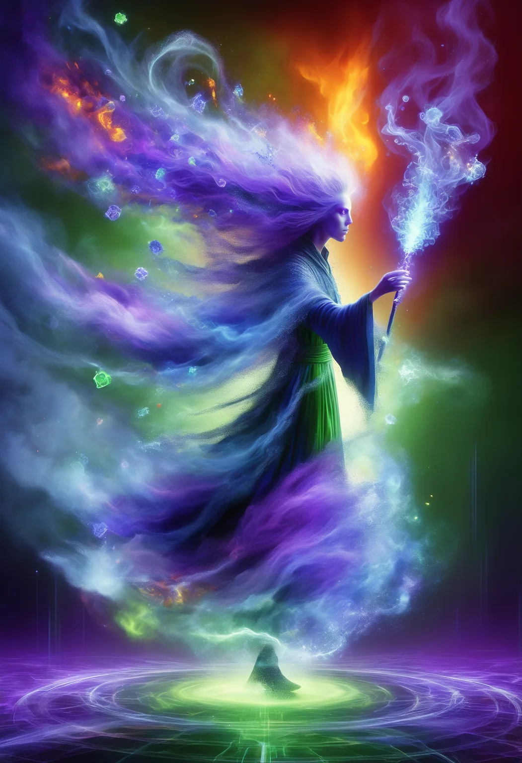 DonMD1g174l4sc3nc10nXL, DonMM1y4XL female spellcaster, fire breathing toxic magic swirling, noxious cloud of deep purples and sickly greens, exuding a haze, corrupt the air, bubbles of dangerous-looking liquids form and burst, acrid scent, lethal nature, <lora:DonMD1g174l4sc3nc10nXL-000006:1.2> <lora:DonMM1y4XL-v2rb:1>