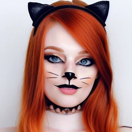 kittymakeup, 1girl, beautiful, ginger, 20 year old, sexy, cat ears