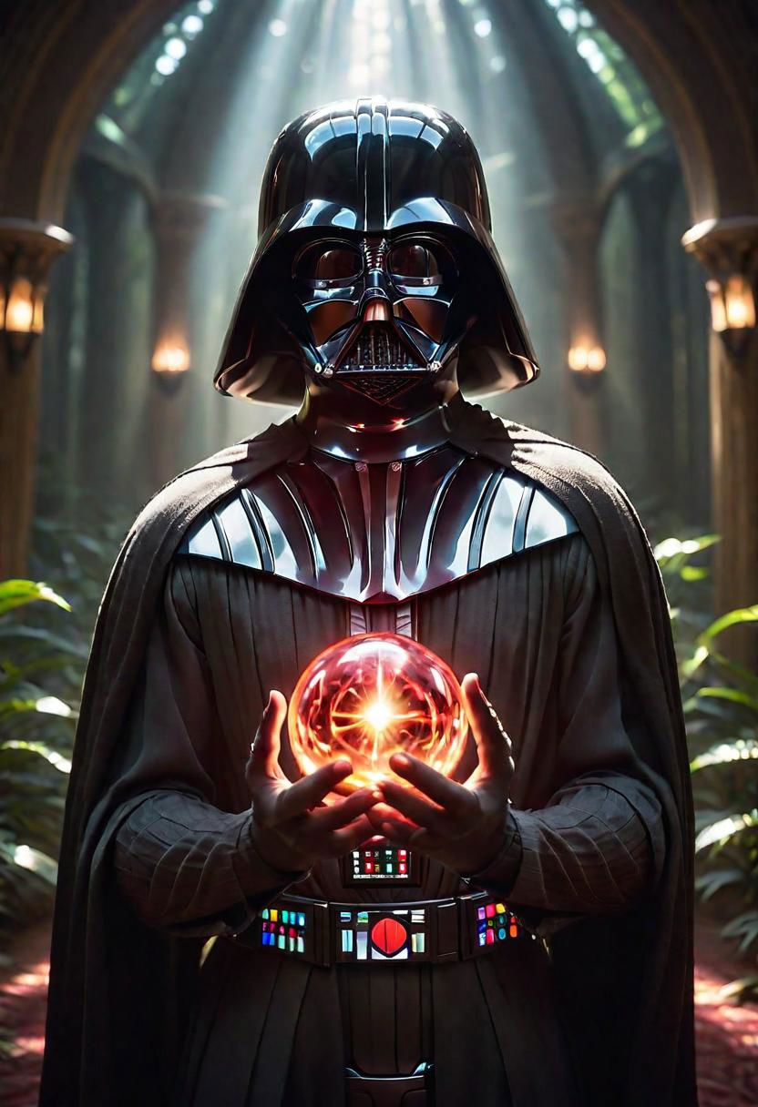 magic the gathering, Enchantment, card, Darth Vader, cinematic, dramatic ambient light, detailed, sharp focus, intricate, fine detail, polished, complex, still, full color, epic composition, highly coherent, elegant, romantic, divine, surreal, magic, vibrant, deep vivid colors, aesthetic, shiny, determined, extremely, pretty, innocent, smart, cute
 <lora:MagicXL-000004:.7>, , <lora:FILM_PHOTOGRAPHY_STYLE:0.25>