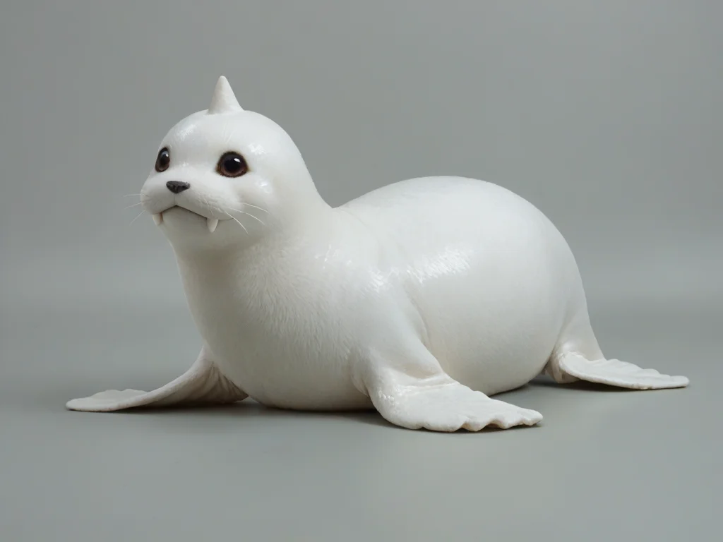 Masterpiece,Best Quality,dewgong,white body,full body,feral,solo,flipper,no humans,pokemon \(creature\),simple background,<lora:dewgongPONY:0.8>,sea lion,score_9,score_8_up,score_7_up,score_6_up,realistic,furry,