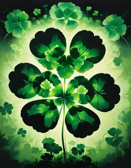 Four Leaf Clover, 4k, Glowing <lora:SDXLStencilStyleFAE:0.8> stencil style, artistic poster, double exposure, artistic as fuck