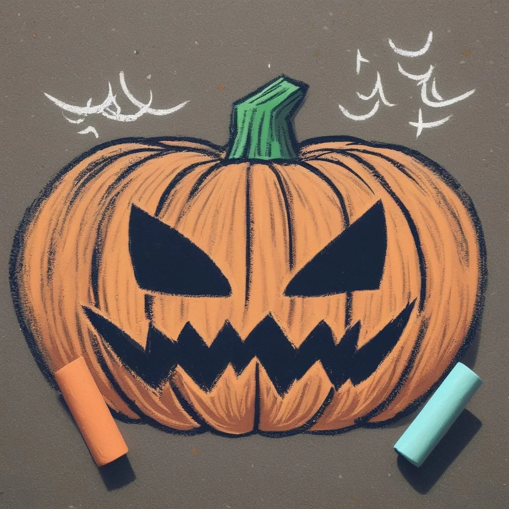ch4lkdr4wing, chalk, jack-o'lantern