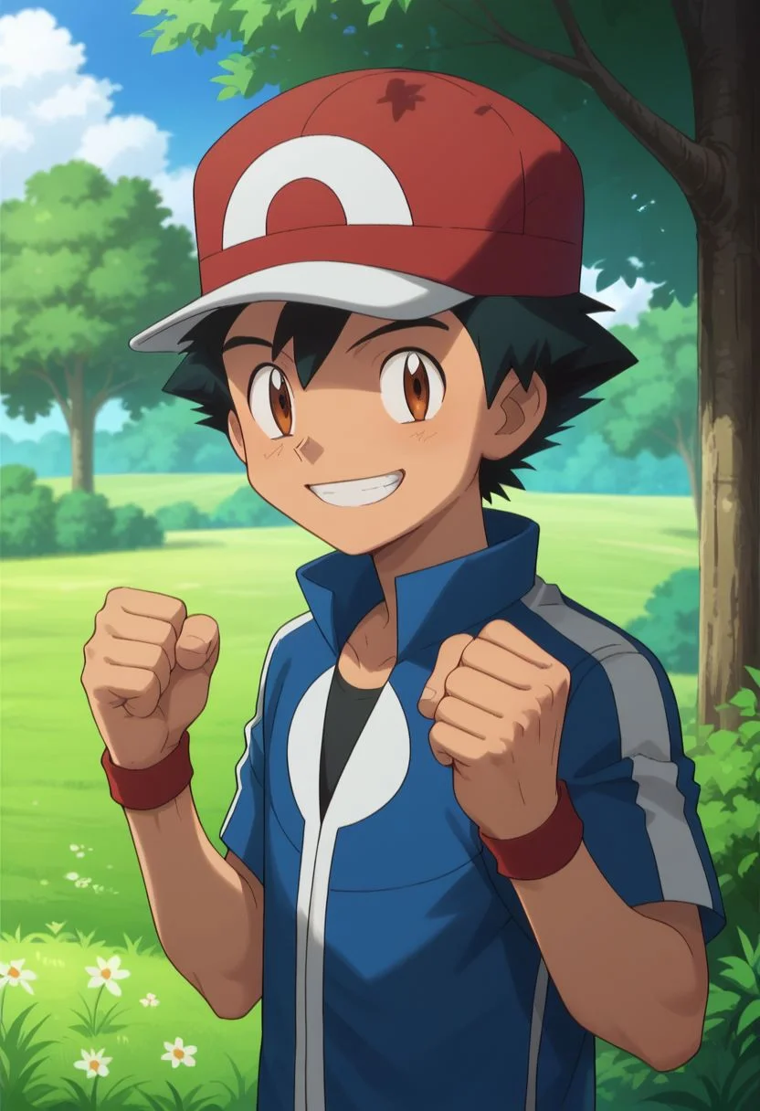 score_9, score_8_up, score_7_up, source_anime, highly detailed, 1boy, solo, male_focus, slender, skinny, cute,
1boy, male focus,solo, brown eyes, smile, jacket, outdoors, closed mouth, blue jacket, day, shirt, black hair, tree, bangs, hat, clenched hands, hands up, smile, teeth, excited, happy, **
simple background,