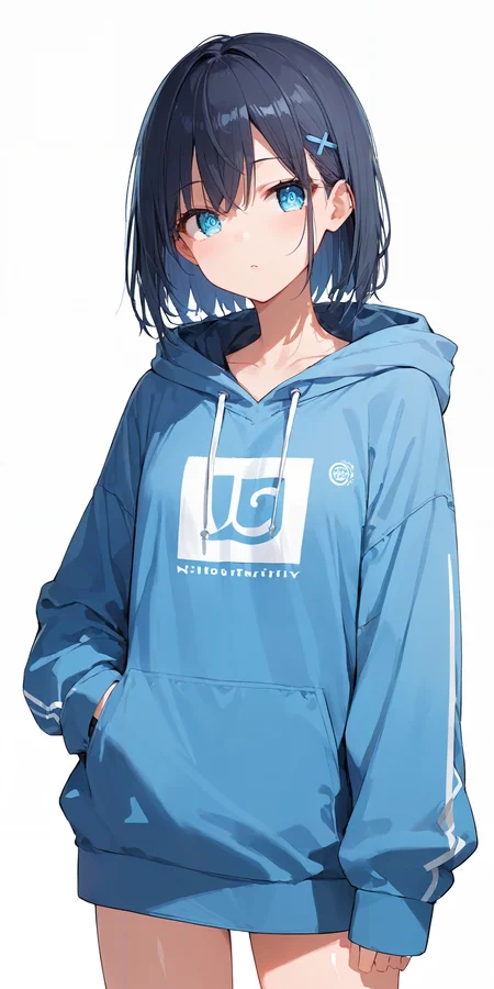 score_9, score_8_up, score_7_up,source_anime, high res image,masterpiece,best quality,girl,cute face,clear skin,shiny hair,ultra detailed eyes,simple background,<lora:hoodie_pony_V1.0:1> jyojifuku, hoodie