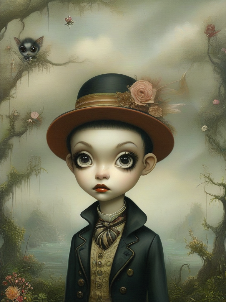 masterpiece,best quality,portrait of boy,Style of Mark Ryden,digital painting,<lora:tbh76-sdxl:1>,