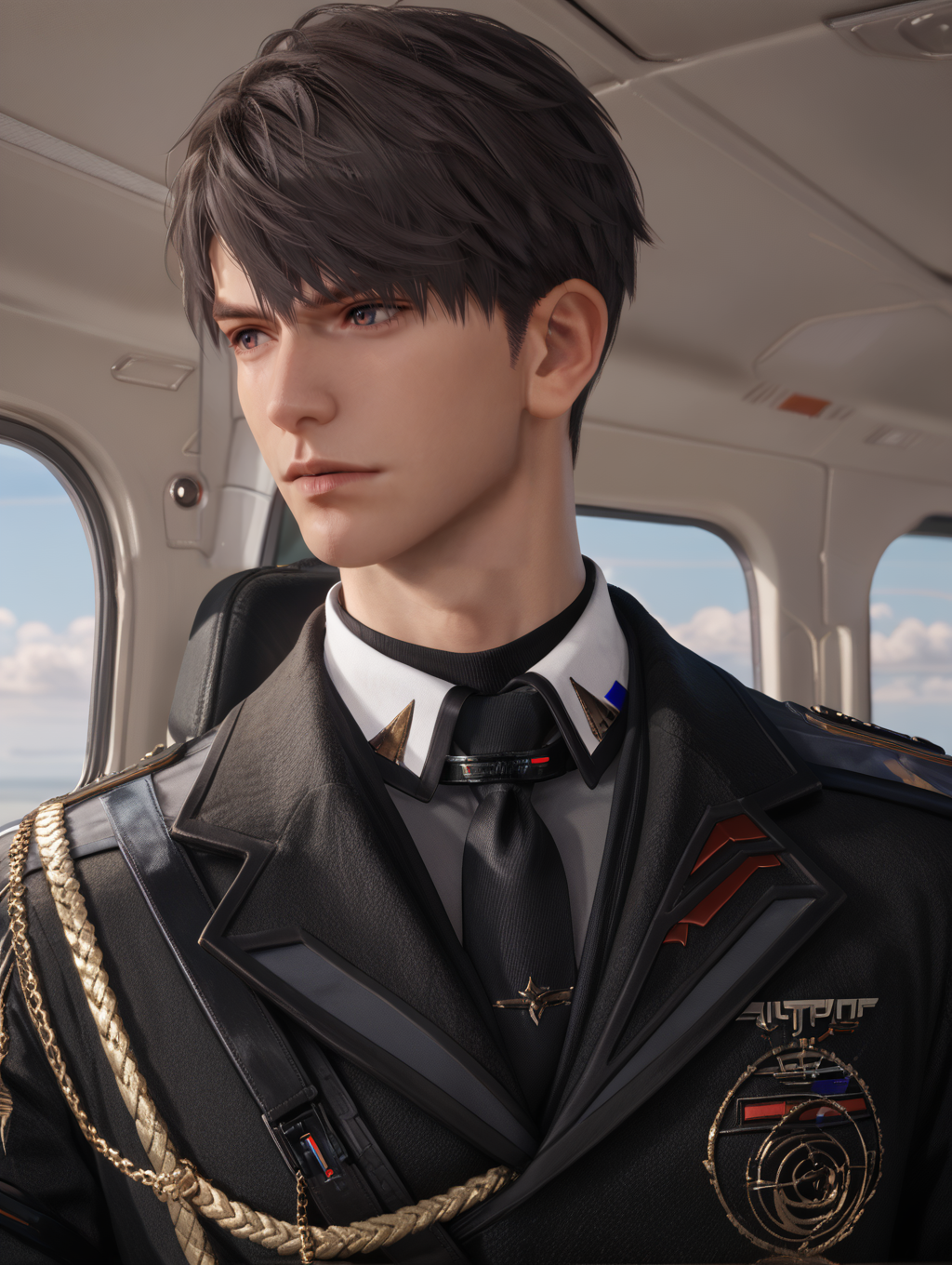 score_9,score_8_up,score_7_up,1boys,solo,yaoi,bara,male focus,nsfw,uncersored,highres,best quality,amazing quality,best aesthetic,absurdres,<lora:caleb-000004:0.8>,caleb,military uniform, airplane interior, holding weapon,looking to the side,