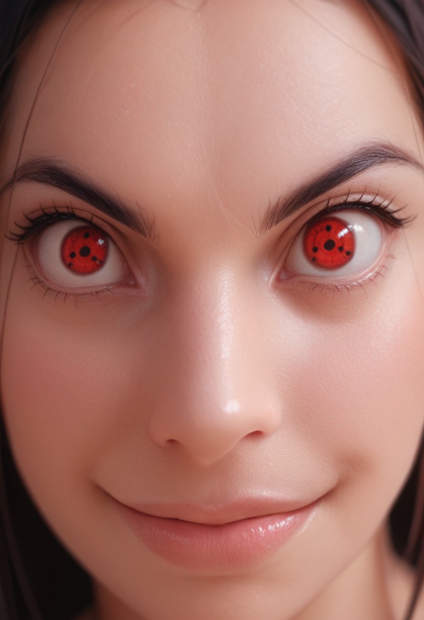 score_9, score_8_up, score_7_up, score_6_up,  
, realistic, 
sharingan, sharingan \(three\), solo, animedoujutsu, , animeeyes, solid circle eyes, red eyes,
1girl, smile, solo, face focus, eyes, close-up,