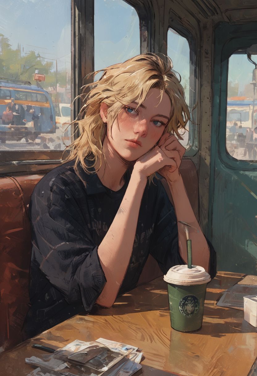 ((score_9, score_8_up, score_7_up)), 1girl, blonde, norwegian, plalid shirt, drinking coffee, bus stop, waiting for the bus, norway,
wh33z13, kyuyongeom