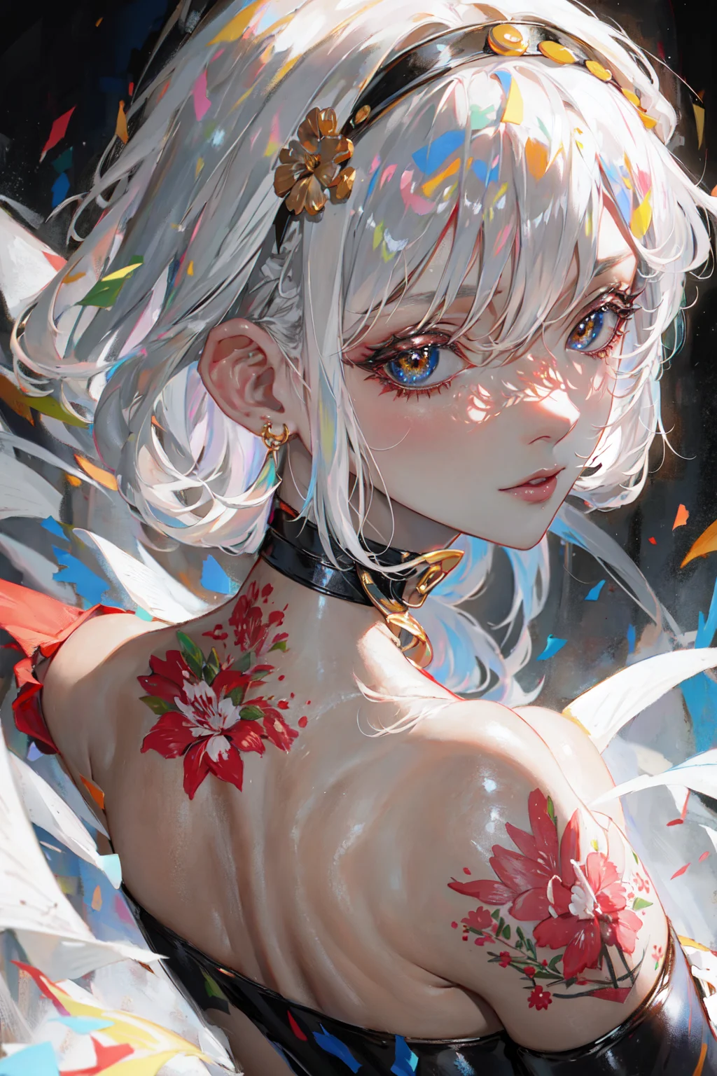 masterpiece, best quality, 1girl <lora:Cyber PUBG:0.8>,tattoo,white hair,
