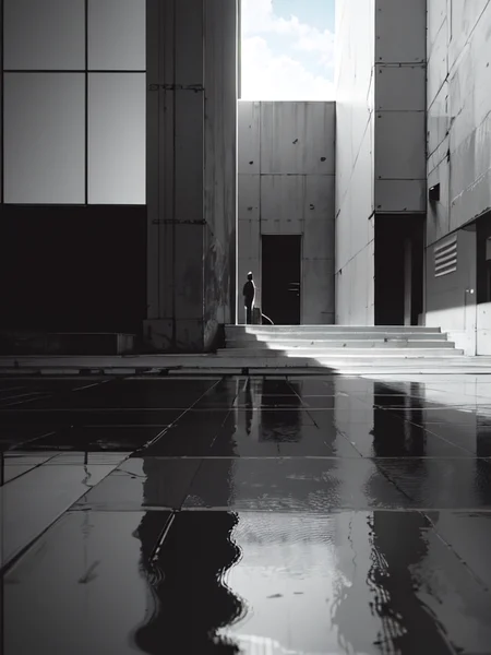modern building concrete, design, light and shadow, photorealistic, 185mm f/1. 4 iso 100, cinematic 8k, cinematic hbo, crisp quality and light reflections, backlighting, colorgrading, post-processing, (Masterpiece:1.3)<lora:Blame!:1>