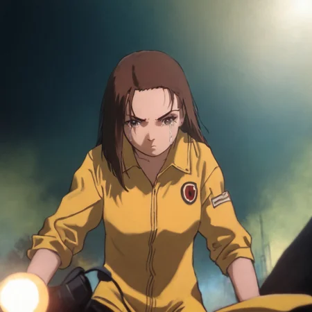 score_7_up, score_8_up, score_9 source_cinematic film still of  <lora:Kill Bill style:1>
Cinematic film image of a person in a yellow suit riding a yellow sports motorcycle, yellow helmet, 1girl, iwakura mika, solo, gloves, riding a motorcycle, yellow bodysuit, driving yellow sports motorcycle, yellow jumpsuit, yellow bodysuit, crying, determined, tears, grief, front view from below, dark street with house background, lampposts and wires background, night, Kodak film grain, dramatic light, dramatic shadow light, contrast, saturated color, cinematic, filmic, motion picture, realistic, realism, perfection, perfect, deep focus, clean image, full body view, Kill Bill style, Kill Bill Film Style, shallow depth of field, vignette, highly detailed, high budget, bokeh, cinemascope, moody, epic, gorgeous, film grain, grainy