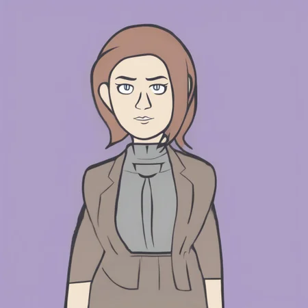 woman big breasts cartoon style outlines flat colors