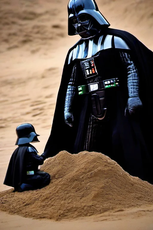 Masterpice,High Quality,
<lora:PE_DarthVader:0.8> PEDarthVader
kneeling in sand,building a sandcastle