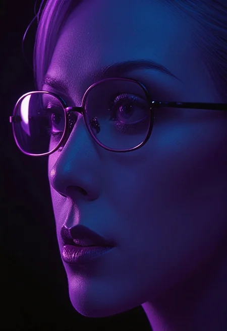 ((Introduce quality iteratively))((unambiguous unequivocal sampling))(extreme haute couture pink cocktail dress)(detailed skin, pores, sweat, blush, imperfections)(mysterious, ethereal, intimidaitng. cinematic lighting, epic cinematic color style)(inspired by style of David Lynch and Stanley Kubrick doing things never done before)(pure sharpness)(k black point)((art of greatness))(magnificent gradients)((blacklight ultraviolet colors complementary saturated hues))((vignette))f(x)Thriller. Glasses.