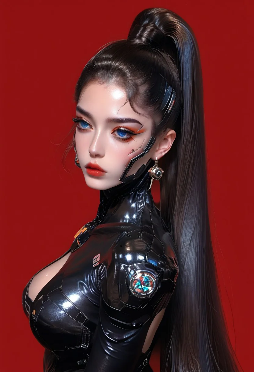 1girl, pretty girl, korean solo, black hair, long hair, beautiful hair, sleek hair, high ponytail, long ponytail,superp0nytail,, blue eyes, large breasts, seductive,
ruanyi0868,bodysuit,science fiction,skin tight
makeup,earrings,,long eyelashes,perfect body,(full body:1.3),
score_9,score_8_up,score_7_up,