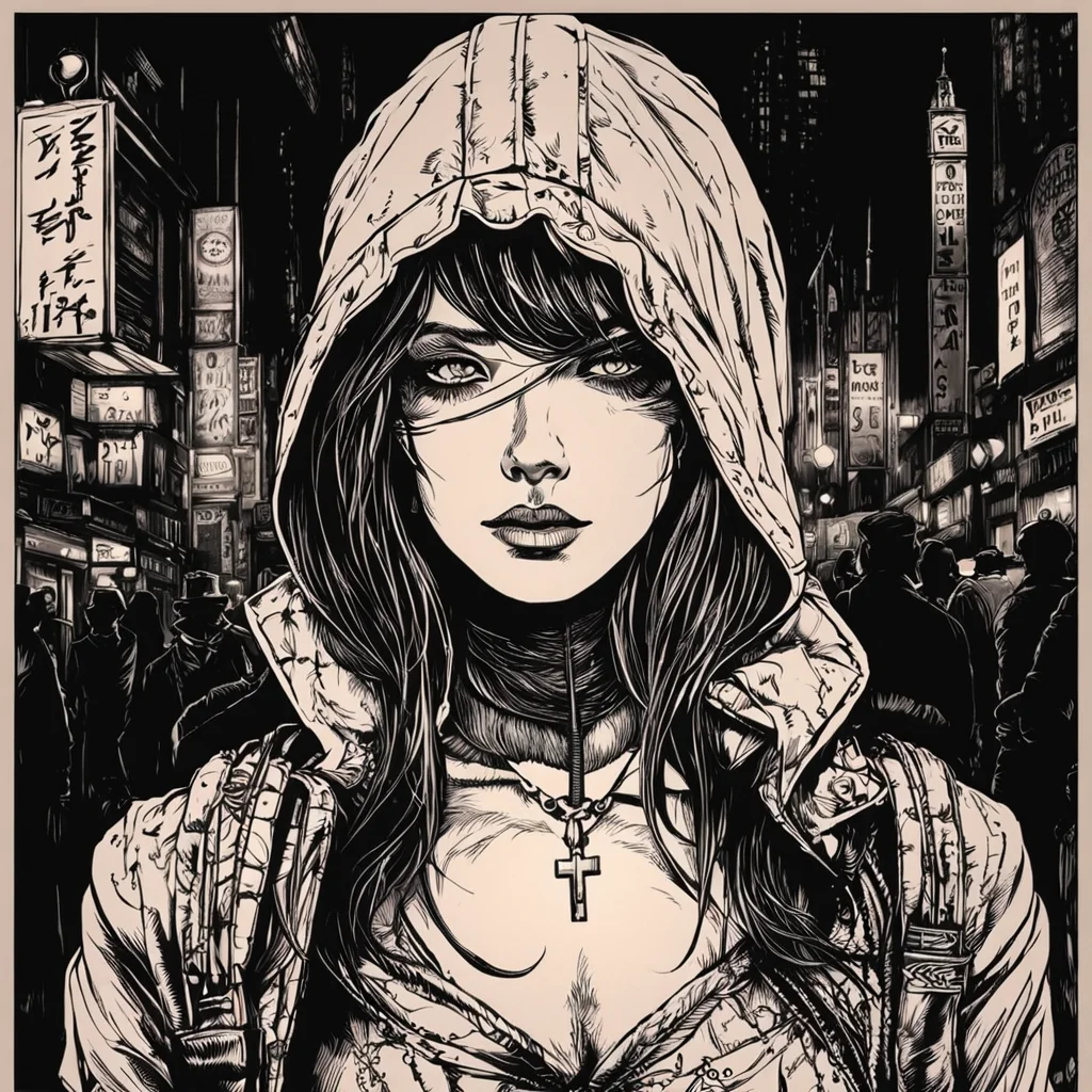 body drawing of a cyberpunk girl at midnight streets of tokyo in style of skrmk <lora:skrmk05:2.3>, dark theme surreal, morbid, danger, chaos, (pen and ink:1.3), pen,ink, line art, cross hatching, dramatic lighting, chiaroscuro effect,, cinematic film still . shallow depth of field, vignette, highly detailed, high budget, bokeh, cinemascope, moody, epic, gorgeous, film grain, grainy, breathtaking . award-winning, professional, highly detailed