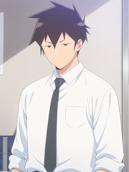 masterpiece, best quality, amazing quality, Raidou Matsuboshi, shirt, necktie, white shirt, 1 boy, solo, male focus