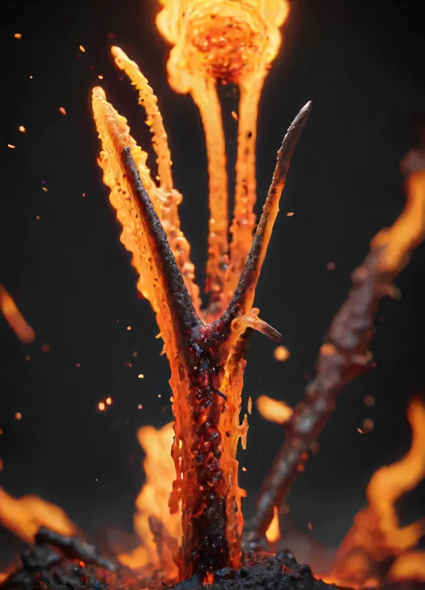 depiction of a fork made out of glowing hot iron inside cold nitrogen, intricate, detailed, <lora:- SDXL - frzrenit_red_hot_nitro_V2.0:.8>