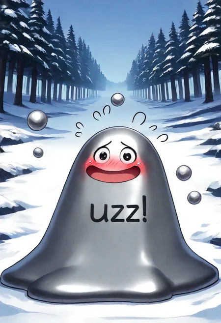 masterpiece,extreme detailed,full_body BREAK no humans,no_legs,day,nature,forest BREAK hagurin,:D,sparkle,bubble,<lora:hagurin-IL:1>,blush,looking at viewer,embarrassed,sweatdrop,flying sweatdrops,need_buzz,holding sign,<lora:NeedBuzz_sign_Illustrious:1>,