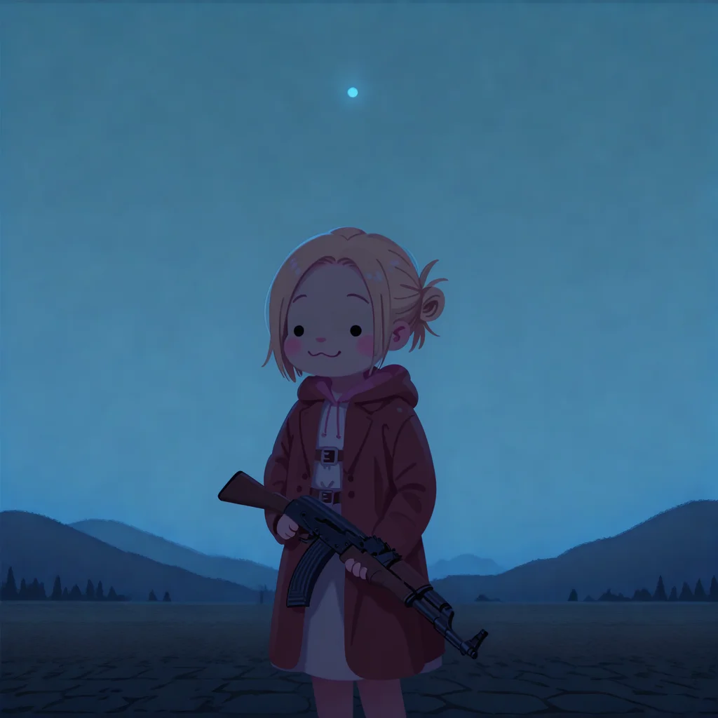 embedding:IllusP0s, pikaole, ak-47, assault rifle, holding, 1girl, mischievous, giggle, cute, 1girl, solo, Annie Leonhart_\(shingeki no kyojin\), outdoors, night<lora:ak-47.safetensors:1.0:1.0> <lora:pikaole_ill.safetensors:1:1>