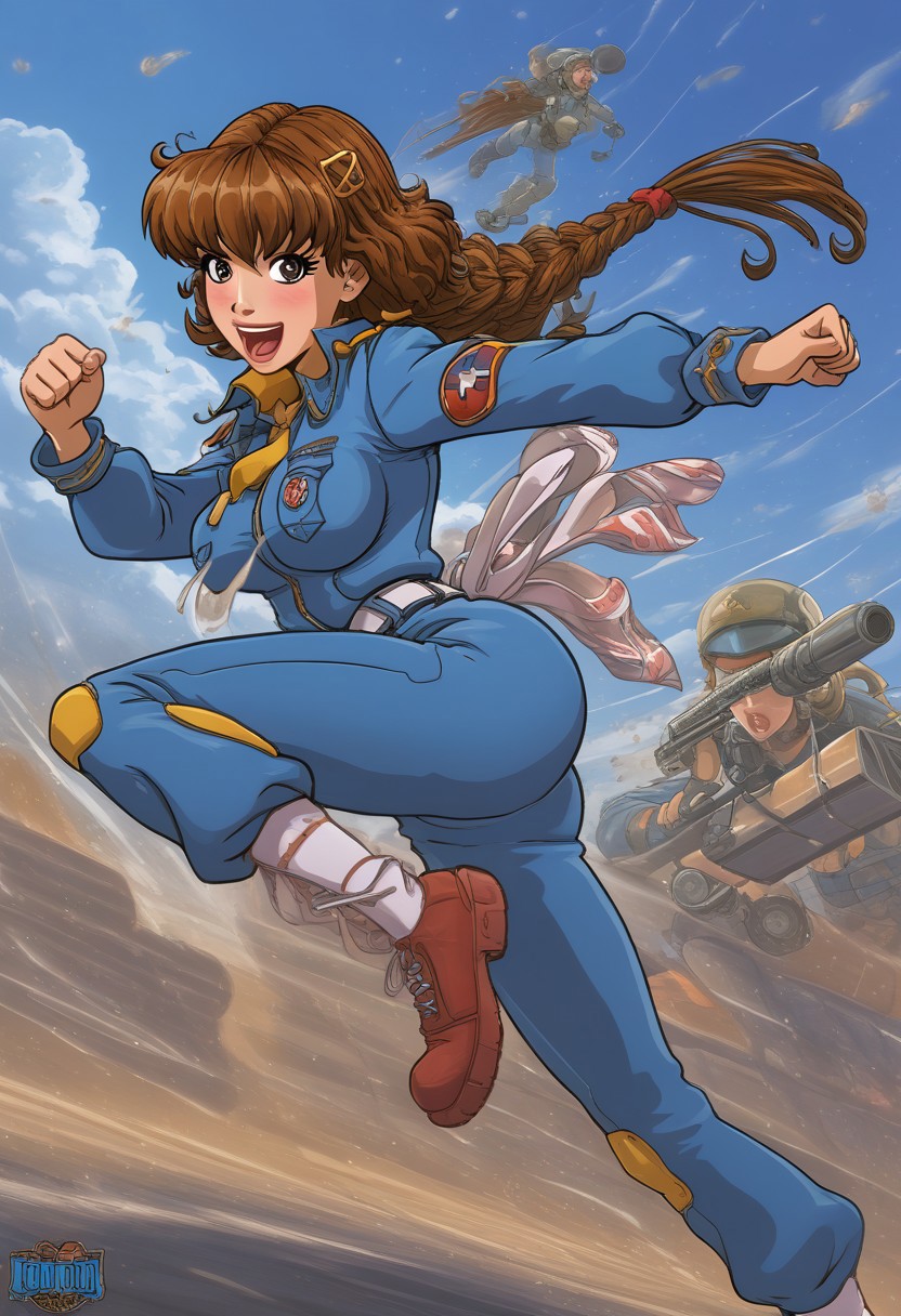 happy girl, ((random_combat_action_pose)), (4K4BUR5TYL3)