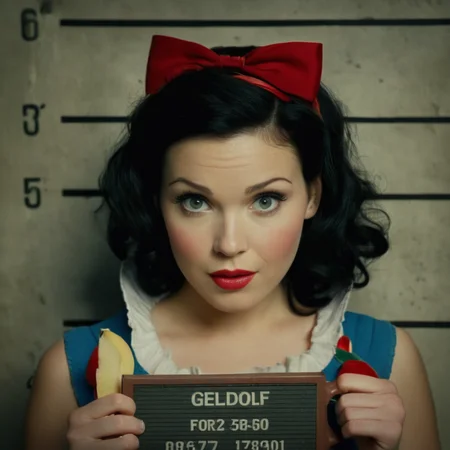 cinematic film still of <lora:Mugshots style:0.8> (((mugshot wall)))
A Mugshot photo of a cute innocent snow white posing with a mug sign behind a mugshot wall <lora:Snow White v3:0.6>, shallow depth of field, vignette, highly detailed, high budget, bokeh, cinemascope, moody, epic, gorgeous, film grain, grainy