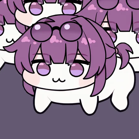 <lora:Doro_X_PDXL_V1:1.0> 4doros, creature, :3, chibi, purple eyes, no humans, white skin, four legs, solid circle eyes, no pupils, <lora:kafkahsr-ponyxl-bshi-v1:1.0> KafkaHSR, pince-nez, eyewear on head, purple hair, sidelocks, short ponytail, purple eyes, empty eyes, simple background,