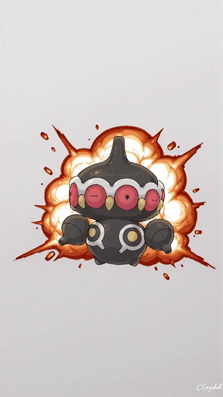 claydol,pokemon \(creature\),1other,red eyes,<lora:Claydol_-_Pokemon_r1:1>,bomb, explosion, explosive,