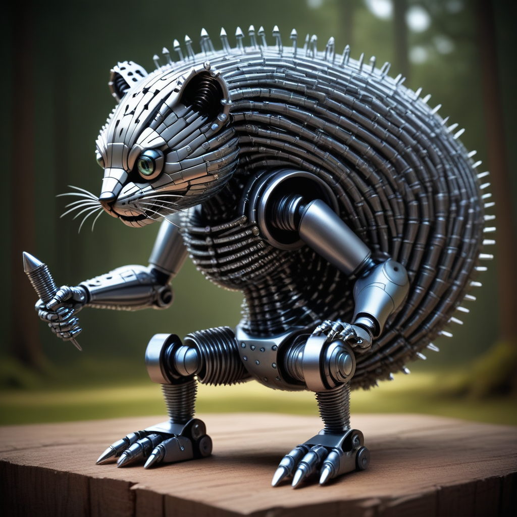 embedding:lazyup, 1girl, cyborg squirrel, bolt-shaped tail, gleaming metallic fur, holding a acorn made of hex nuts, standing in a forest of screw-twisted trees, glowing washers as mushrooms, fastenerswm <lora:FastenersWMv0.4:1.0000000000000002> <lora:TrendCraft_The_Peoples_Style_Detailer-v2.0A-3_13_2025-PonyXL:0.4000000000000001>