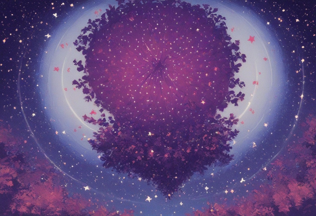 (score_9, score_8_up, score_7_up, score_6_up), abstract art, abstract art, abrstact_background, abstract, Night time, starry sky, dark lighting, Zyrnox-Exoterra Style, Horror Theme, Lovecraftian Horror, Cosmic Horror, Tree, Samurai, Holding a Katana, Include the color of blue.