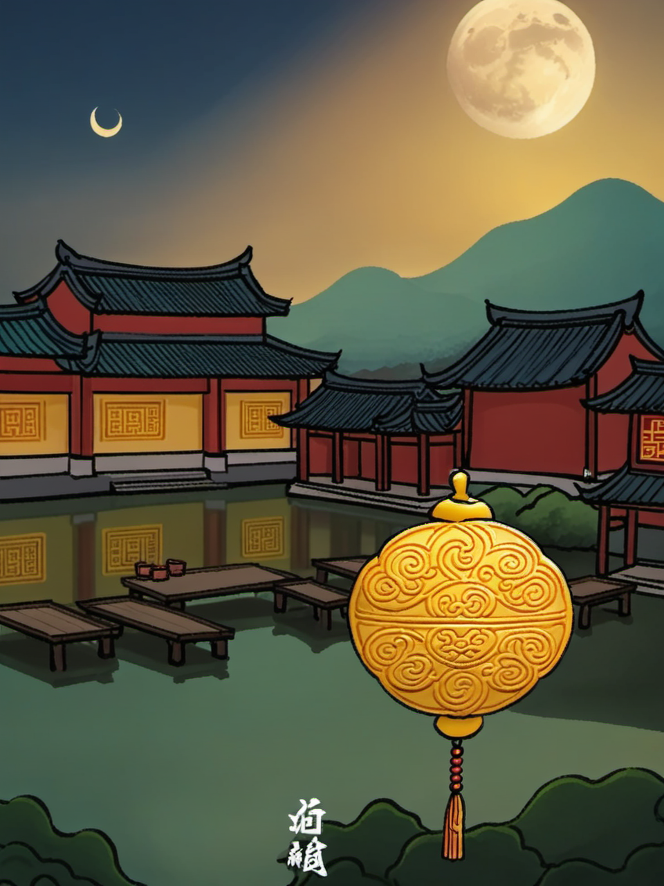 Jiangnan architecture, moon cakes, gods<lora:XYå å¤§:0.8>